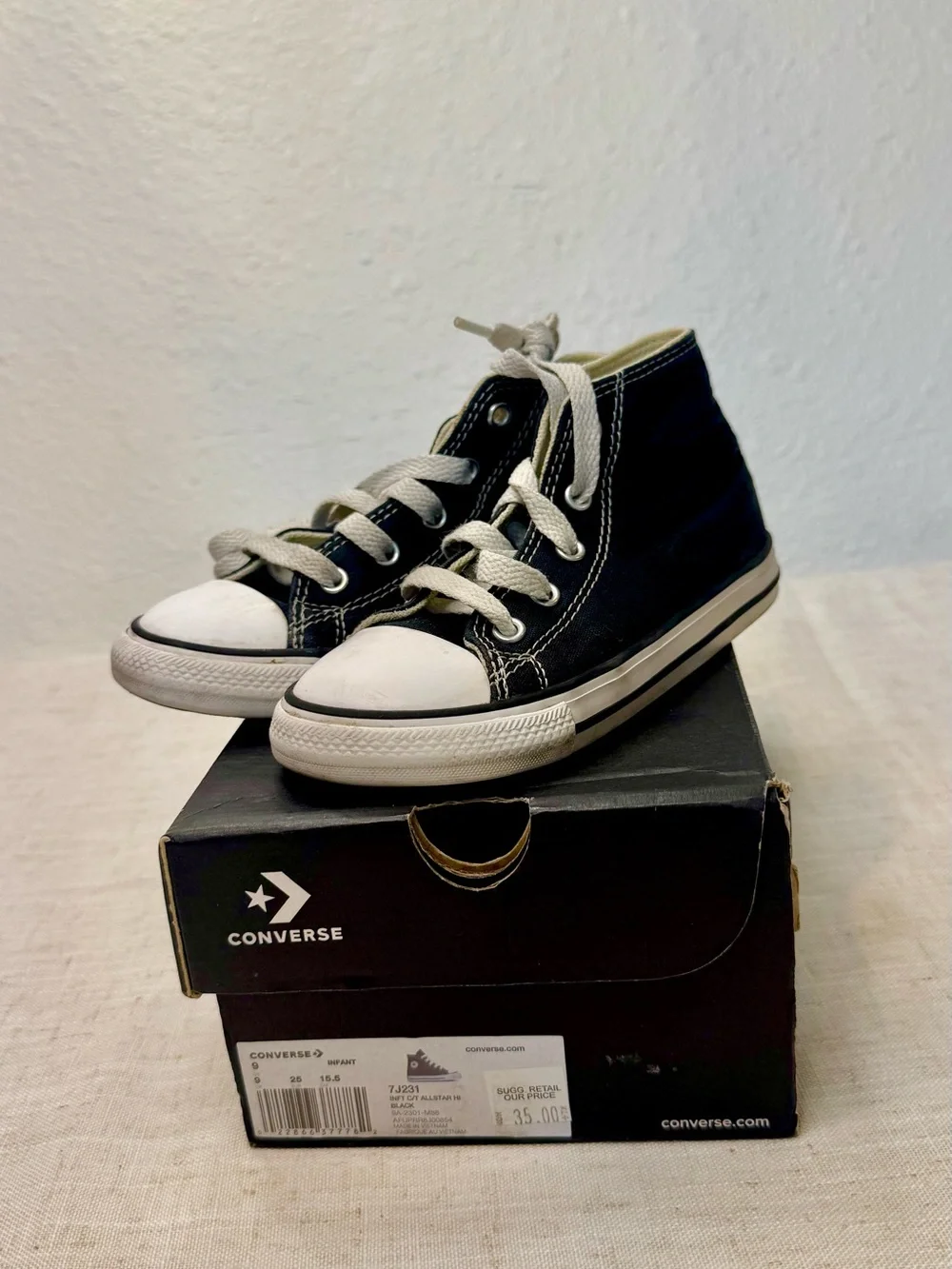 Converse Kids High Top Sneakers in White and Black lot of 2